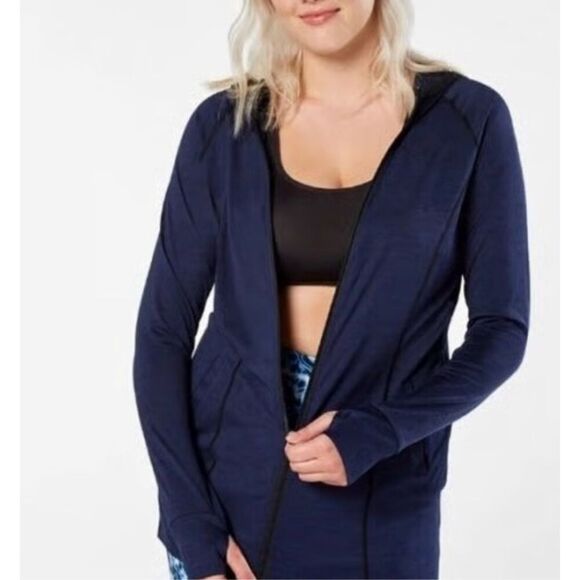 Ruby Ribbon Full Zip Hang Out Hoodie Size L Large Navy Blue - Picture 1 of 12